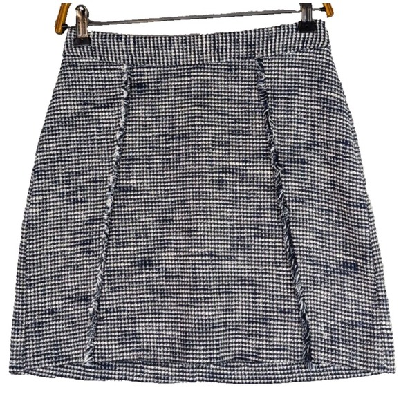 ZARA Basic Collection Skirt Womens Black White Tweed Cotton Mini A-Line Size XS‎ - Picture 1 of 9